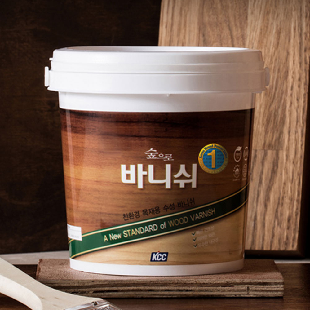 KCC 숲으로홈앤바니쉬(반광)-투명 0.9L 건축용도료 수성 DIY